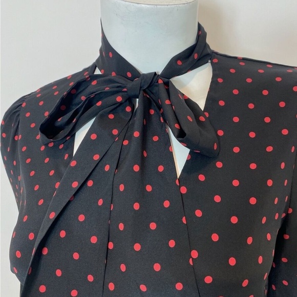 Veronica Beard Jeffries Silk Tie Neck Blouse Polka Dot Size 4 - Picture 7 of 7